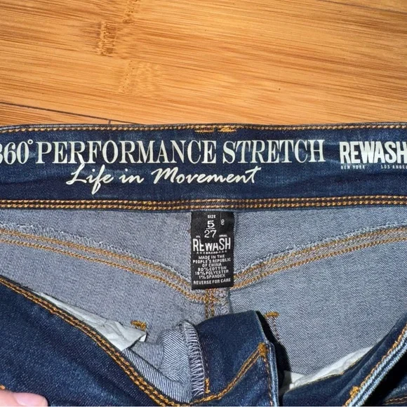 Rewash Blue Jean Shorts with Cuffed Hem and Stretchy Fit - Picture 3 of 4